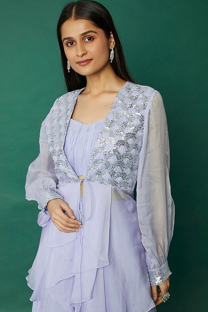 Powder Blue Jacket Set by Desi Vastra at Pernia's Pop Up Shop