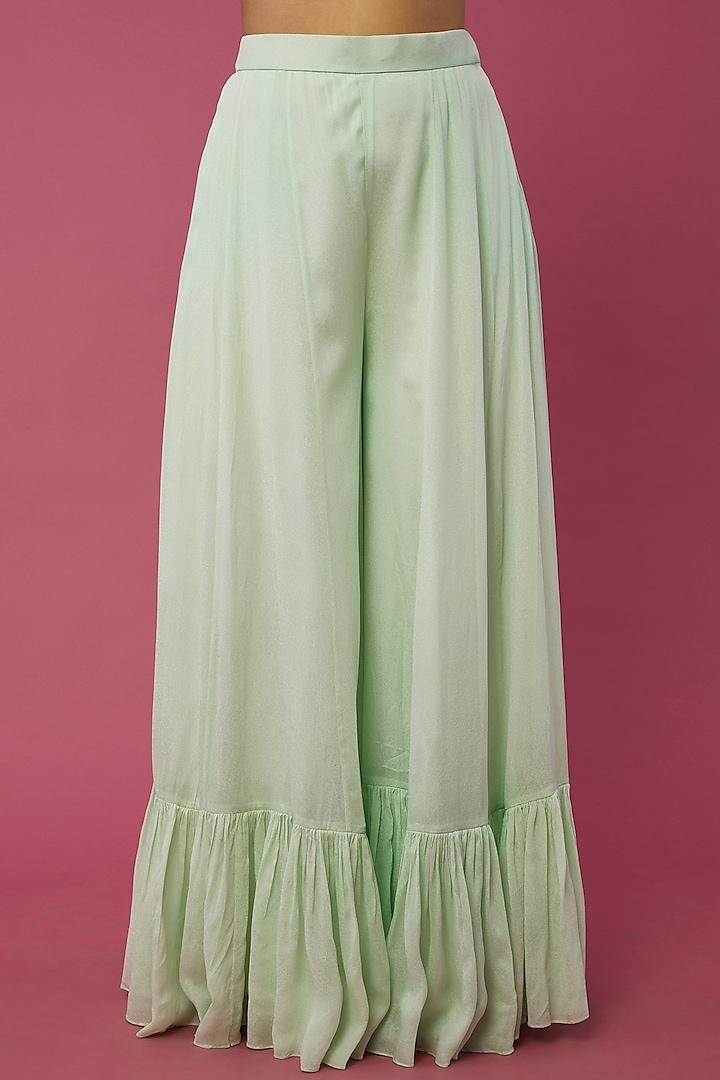 Mint Green Georgette Flared Palazzo Pant Set Design by Desi Vastra at  Pernia's Pop Up Shop 2024