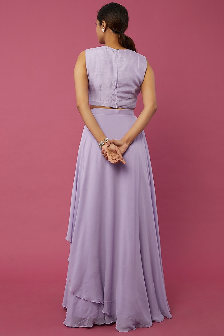 Lavender Georgette Skirt Set by Desi Vastra at Pernia's Pop Up Shop