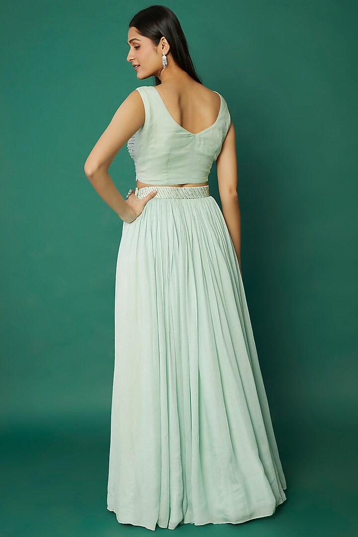Mint Green Embroidered Wedding Lehenga Set by Desi Vastra at Pernia's Pop Up Shop
