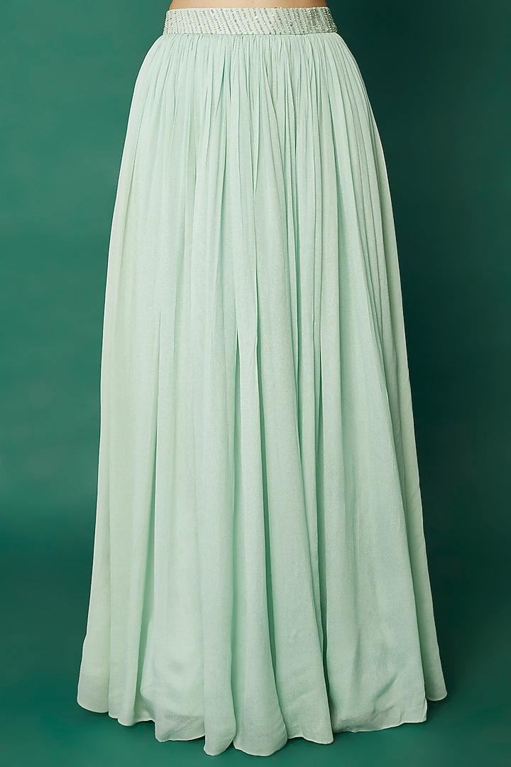 Mint Green Embroidered Wedding Lehenga Set by Desi Vastra at Pernia's Pop Up Shop