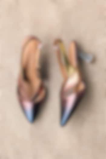 Multi-Colored Faux Leather Slingback Pumps by Devano