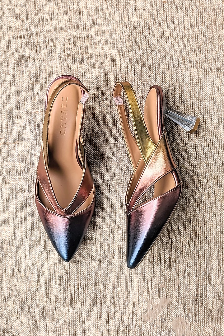 Multi-Colored Faux Leather Slingback Pumps by Devano