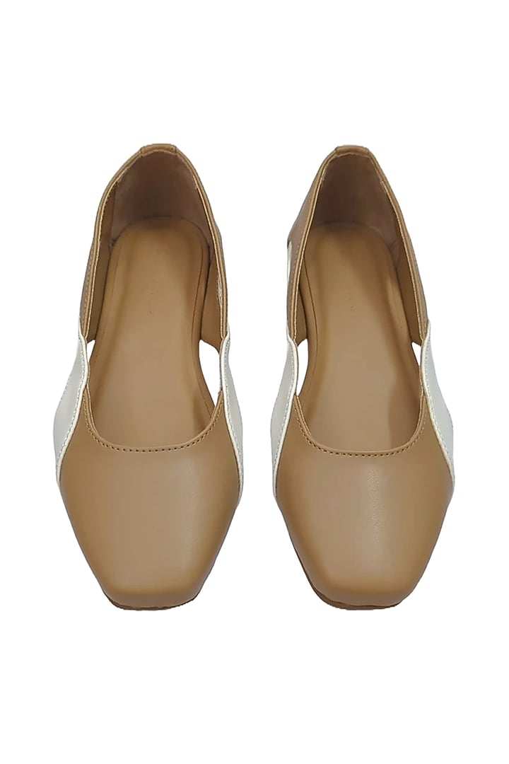 Brown Faux Leather Woven Flats by Devano at Pernia's Pop Up Shop
