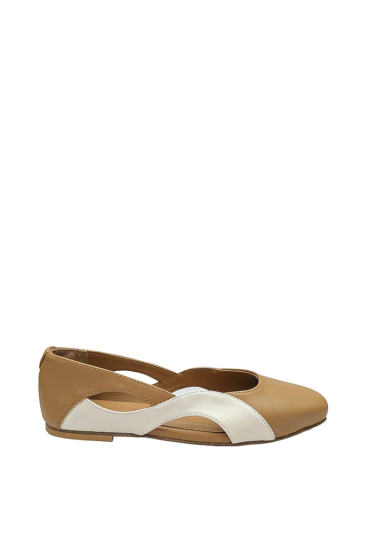 Brown Faux Leather Woven Flats by Devano at Pernia's Pop Up Shop