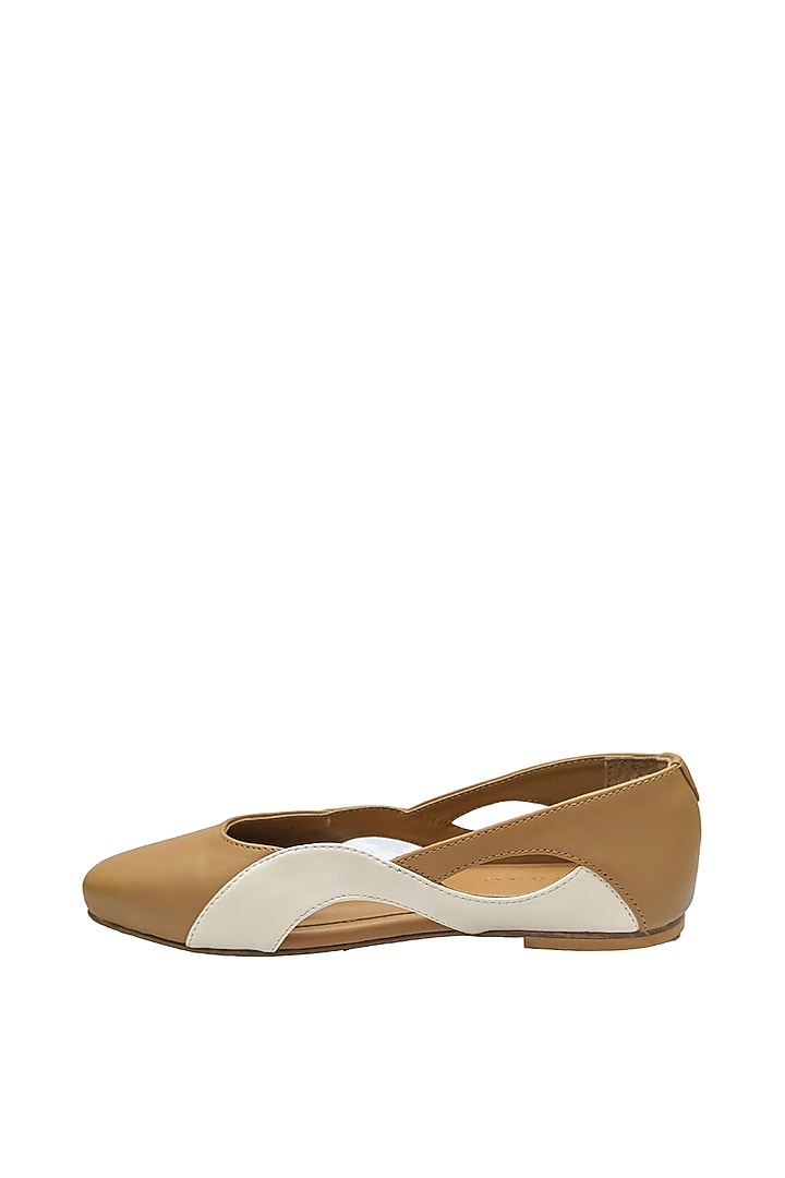 Brown Faux Leather Woven Flats by Devano at Pernia's Pop Up Shop