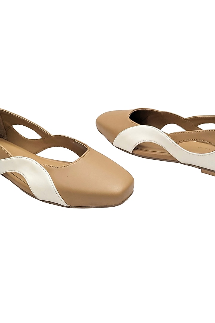 Brown Faux Leather Woven Flats by Devano at Pernia's Pop Up Shop