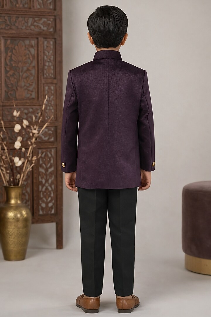Wine Blended Jodhpuri Set For Boys by Devils N Angels at Pernia's Pop Up Shop