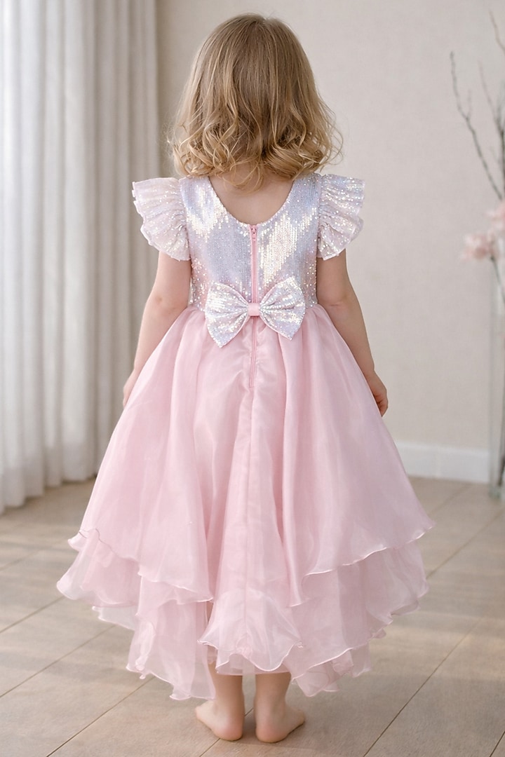 Pink Organza Embroidered Dress For Girls by Devils N Angels at Pernia's Pop Up Shop