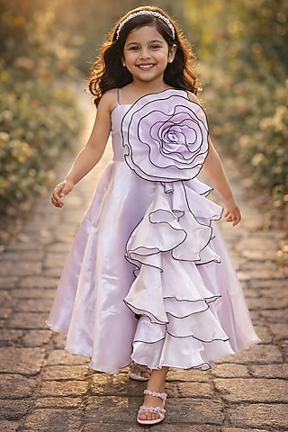 Lavender Organza Gown For Girls by Devils N Angels
