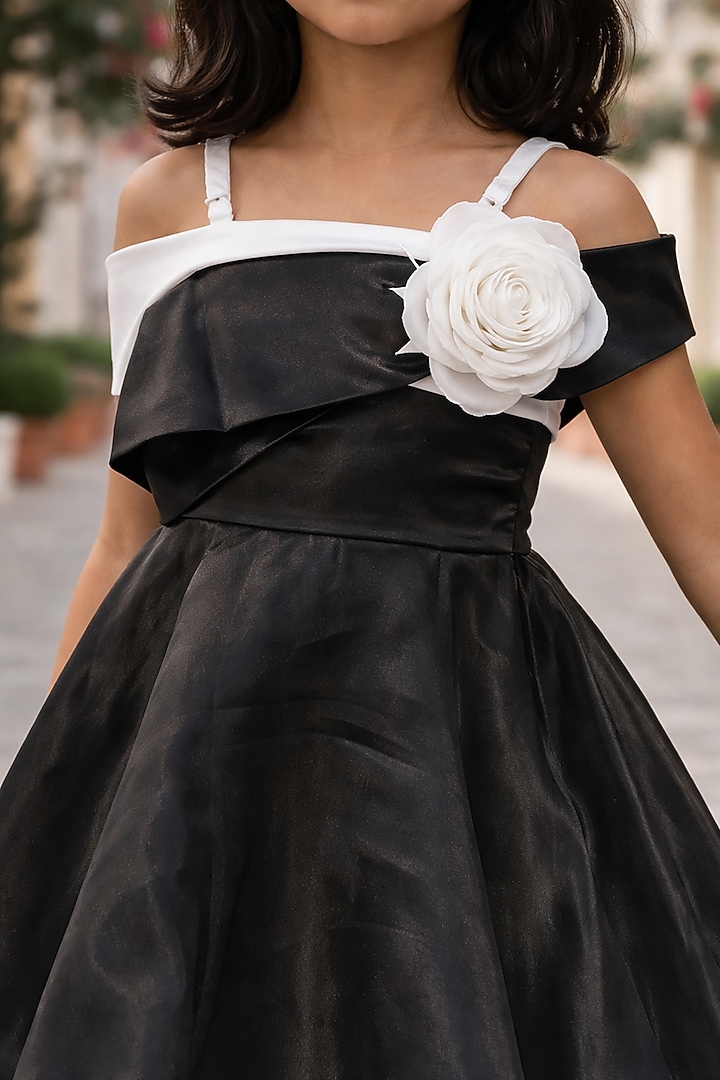Black Satin Dress For Girls by Devils N Angels at Pernia's Pop Up Shop