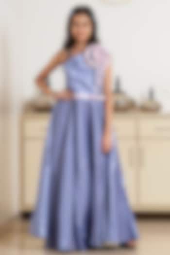 Purple Satin One-Shoulder Gown For Girls by Devils N Angels at Pernia's Pop Up Shop