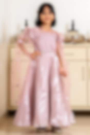 Pink Satin Gown For Girls by Devils N Angels at Pernia's Pop Up Shop