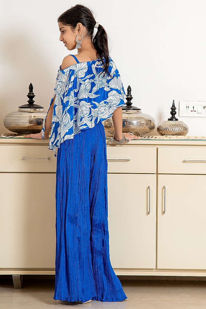 Blue Cotton Blend Palazzo Set For Girls by Devils N Angels at Pernia's Pop Up Shop