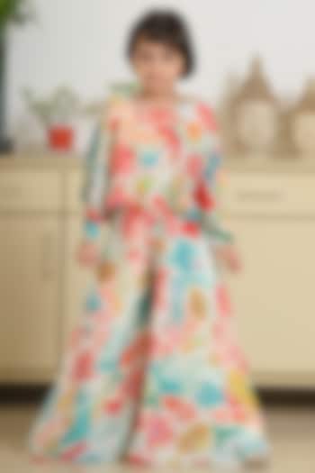 Cream Cotton Blend Printed palazzo Set For Girls by Devils N Angels at Pernia's Pop Up Shop