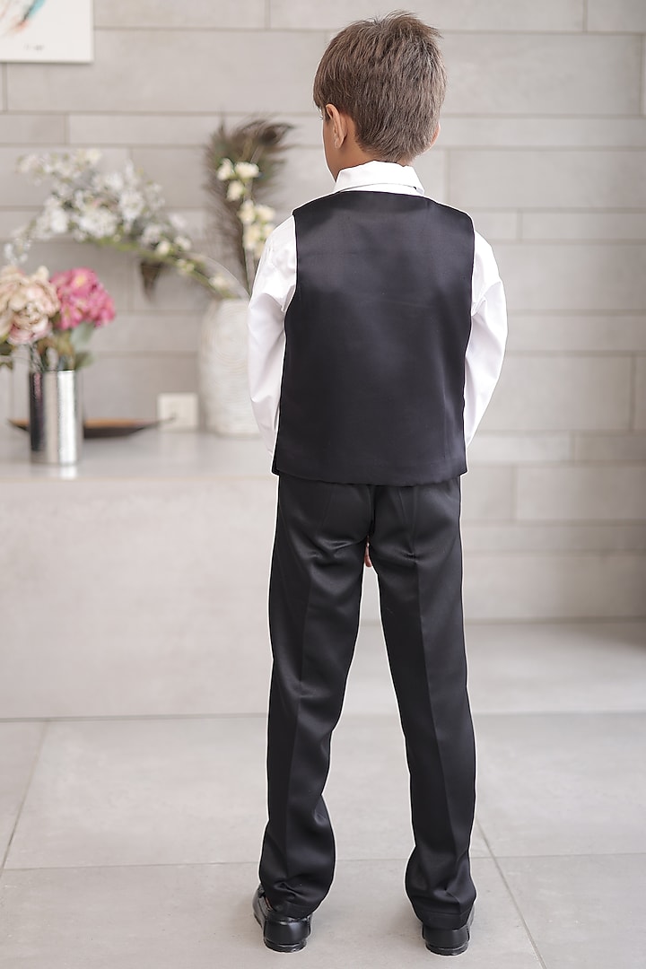 Black Cotton Blend Tuxedo Set For Boys by Devils N Angels at Pernia's Pop Up Shop