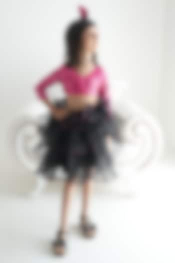 Black Sequins & Organza Skirt Set For Girls by Devils N Angels at Pernia's Pop Up Shop