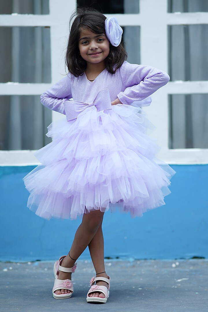 Lavender Sequins Dress For Girls by Devils N Angels at Pernia's Pop Up Shop