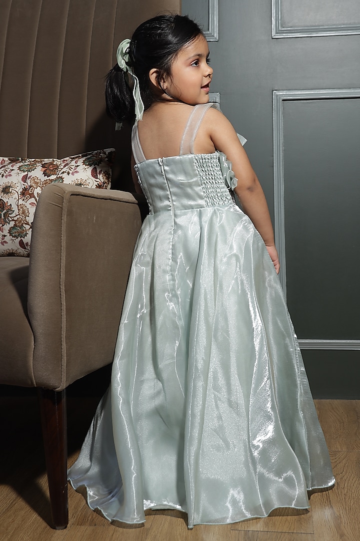 Pista Green Jimmy Choo Embroidered Gown For Girls by Devils N