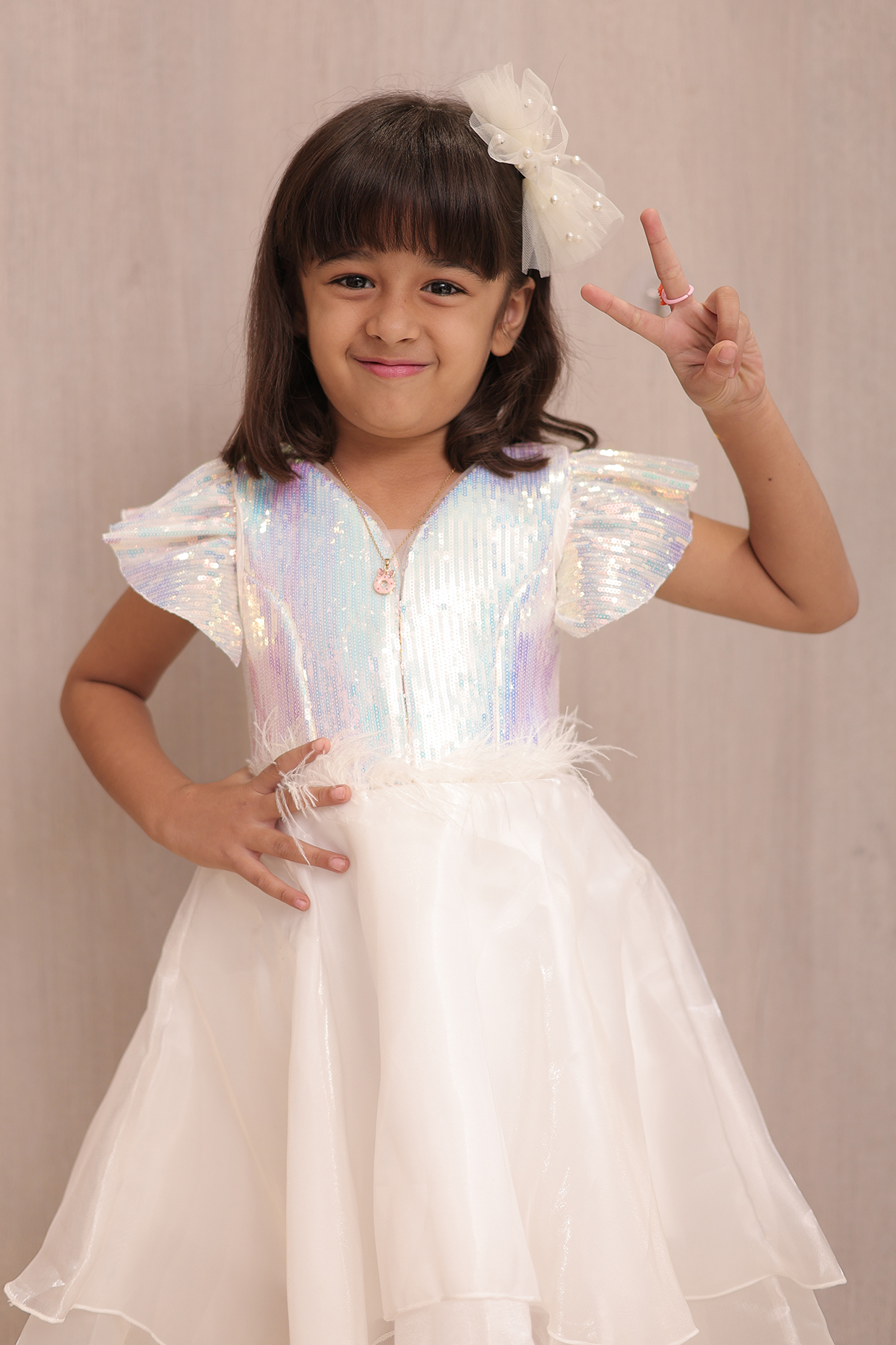 White Sequin & Jimmy Choo Dress For Girls by Devils N Angels White Sequin & Jimmy Choo Dress For Girls by Devils N Angels