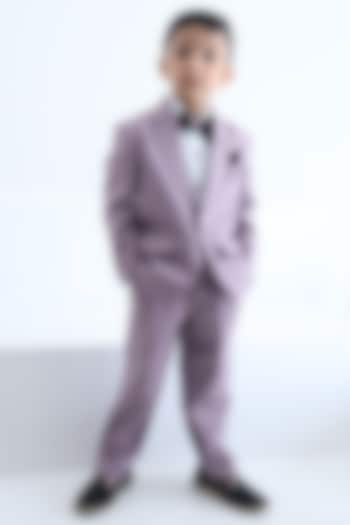 Purple Cotton Blend Tuxedo Set For Boys by Devils N Angels at Pernia's Pop Up Shop