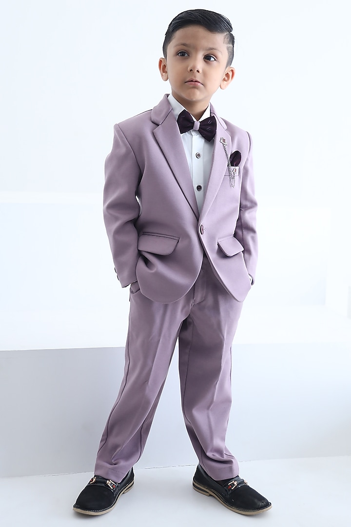 Purple Cotton Blend Tuxedo Set For Boys by Devils N Angels at Pernia's Pop Up Shop