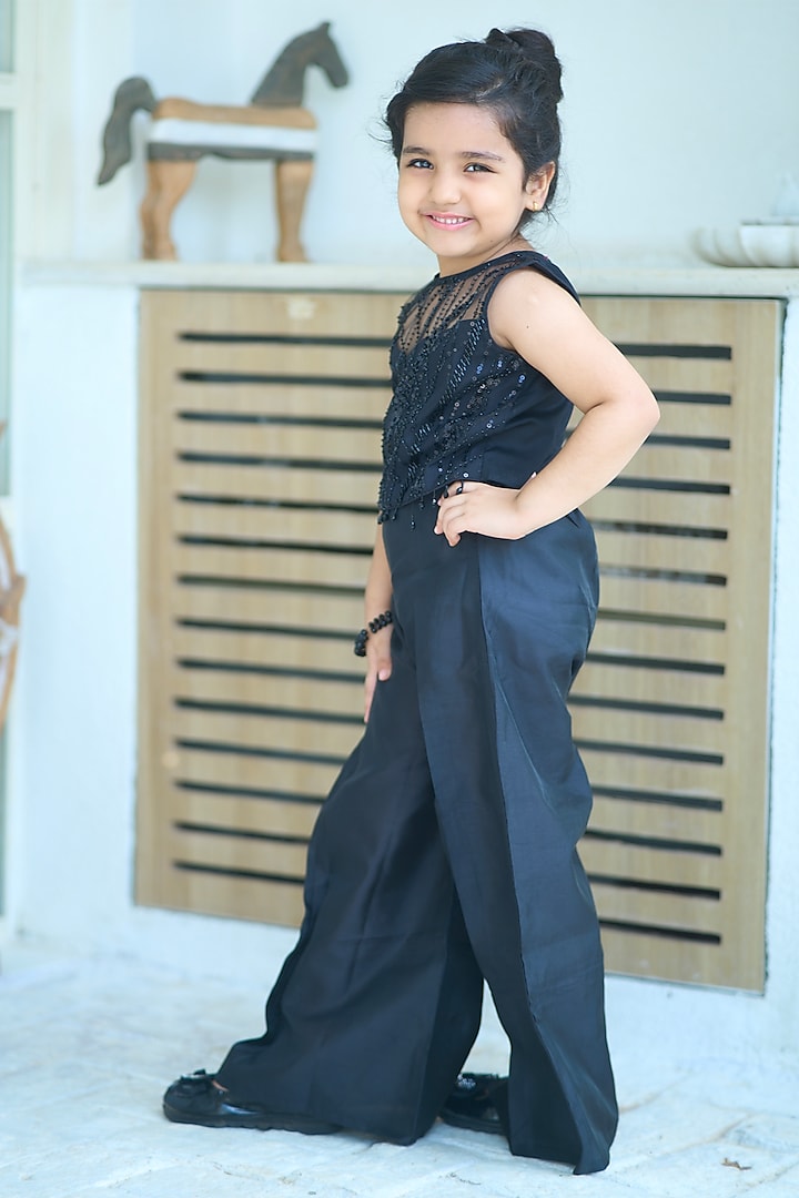 Black Taffeta & Net Co-Ord Set For Girls by Devils N Angels at Pernia's Pop Up Shop