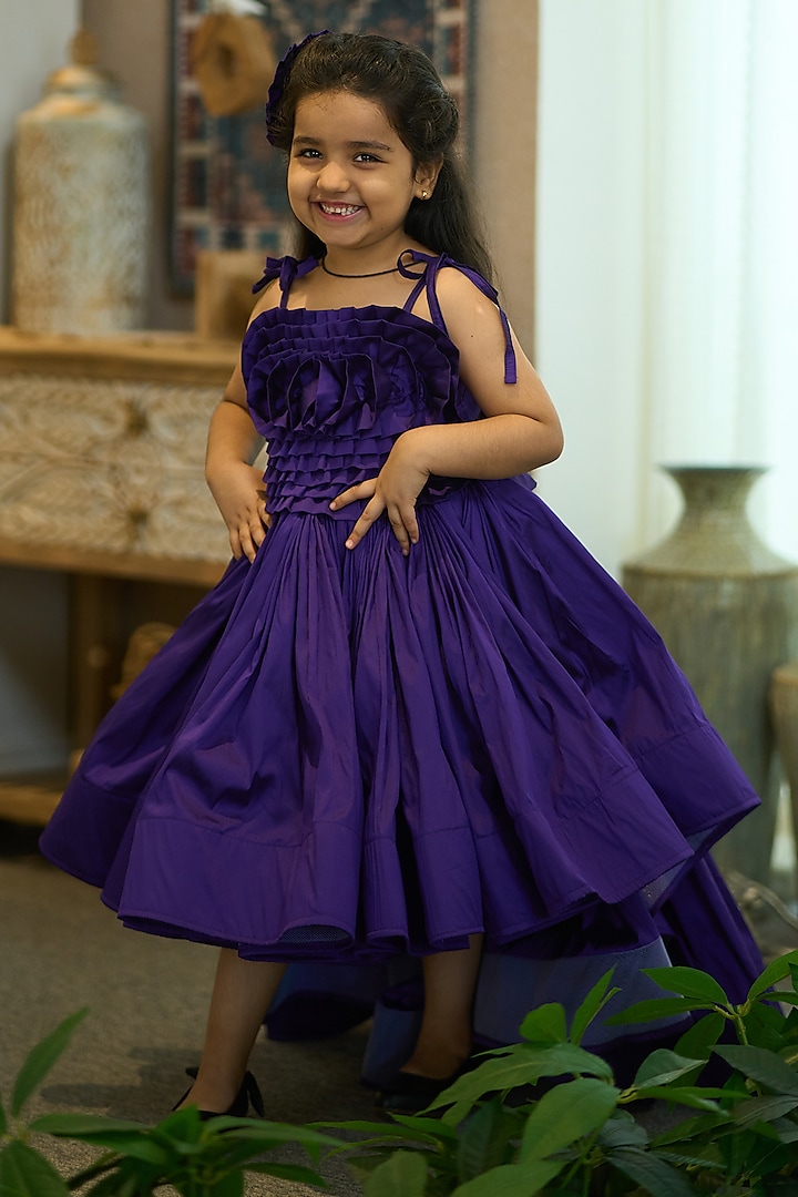 Purple Tafetta Gown For Girls by Devils N Angels at Pernia's Pop Up Shop