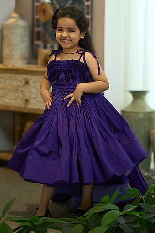 Purple Tafetta Gown For Girls by Devils N Angles