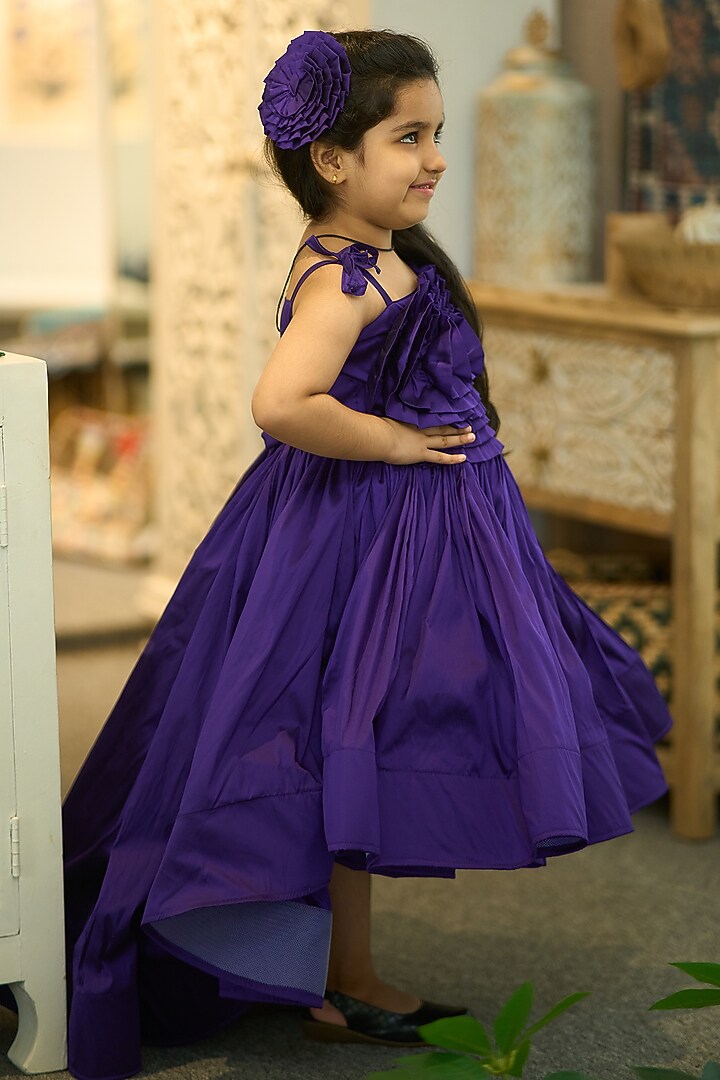 Purple Tafetta Gown For Girls by Devils N Angles at Pernia's Pop Up Shop