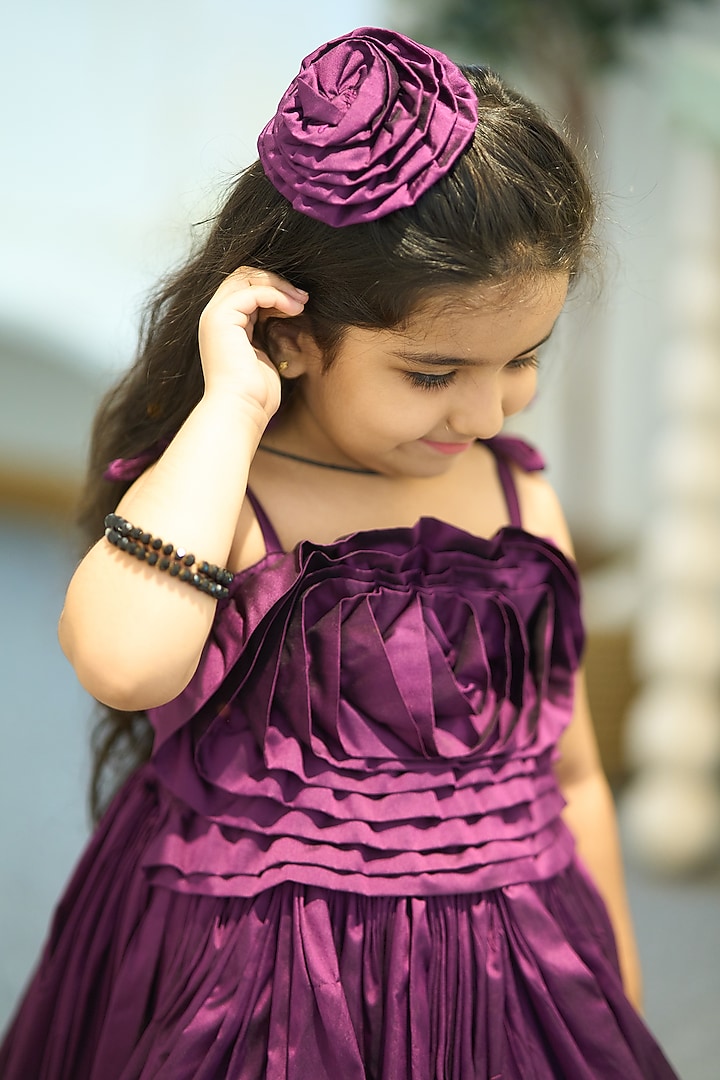 Wine Taffeta Gown For Girls by Devils N Angles at Pernia's Pop Up Shop