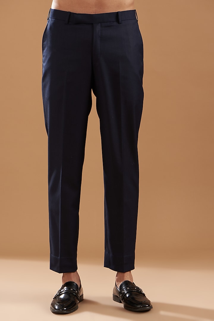Navy Blue Terry Rayon Suit Set by Dev Kumar at Pernia's Pop Up Shop