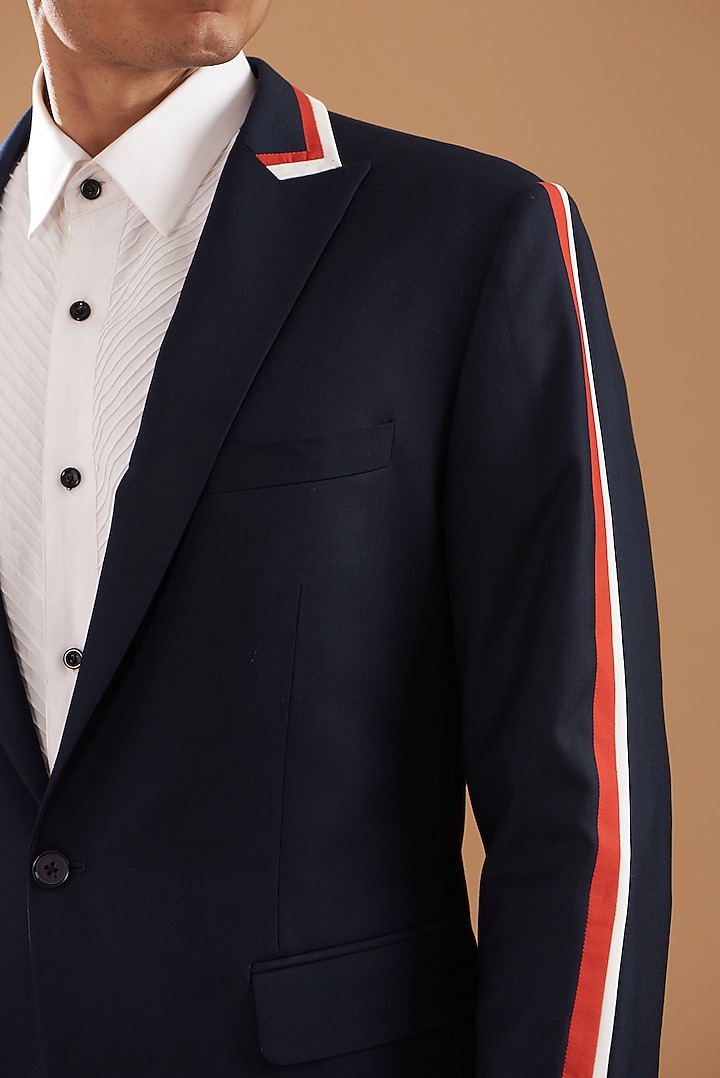 Navy Blue Terry Rayon Suit Set by Dev Kumar at Pernia's Pop Up Shop