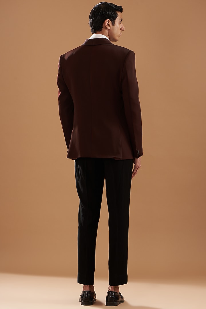 Wine Italian Crepe Tuxedo Set by Dev Kumar at Pernia's Pop Up Shop