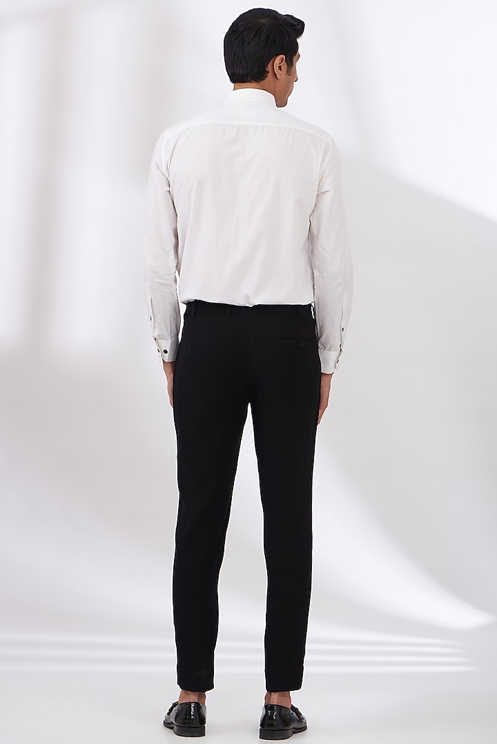 Black Terry Rayon Embroidered Tuxedo Set by Dev Kumar at Pernia's Pop Up Shop