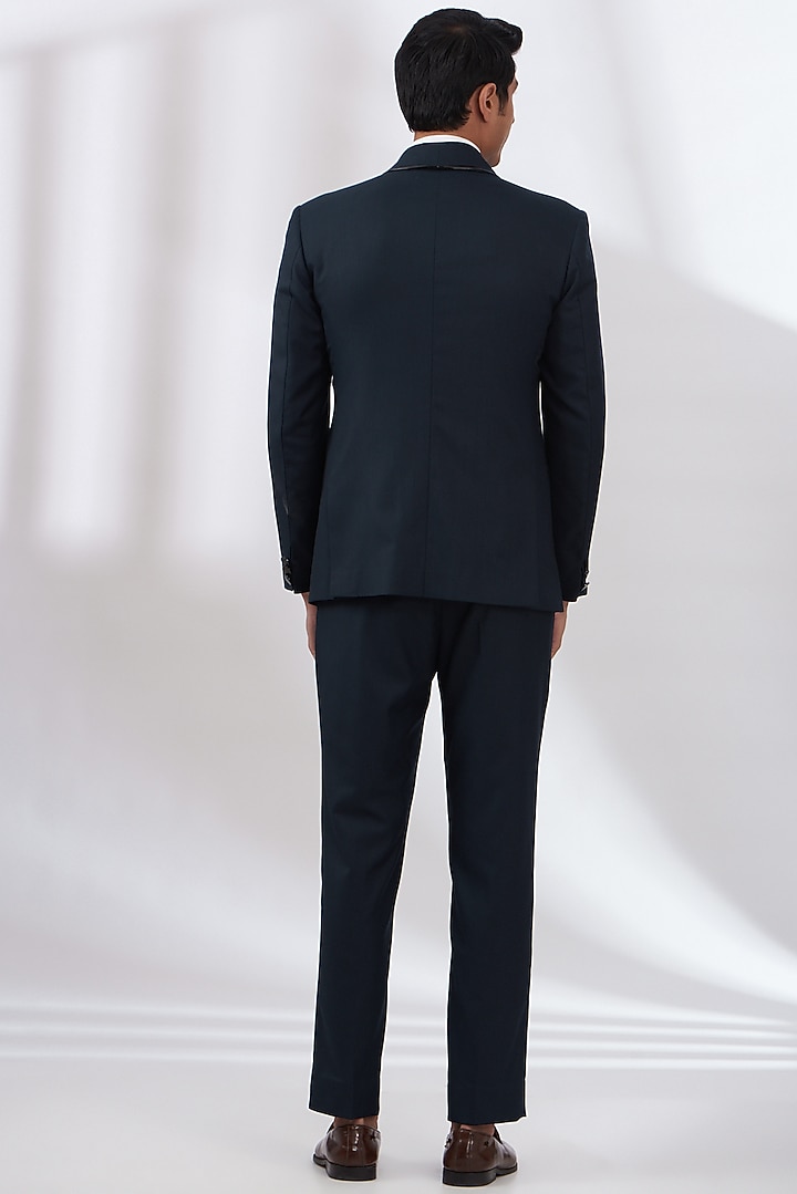 Blue Terry Rayon Tuxedo Set by Dev Kumar at Pernia's Pop Up Shop
