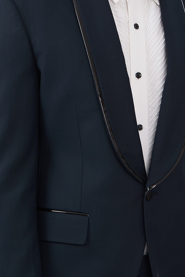 Blue Terry Rayon Tuxedo Set by Dev Kumar at Pernia's Pop Up Shop