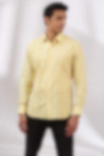 Lemon Yellow Cotton Satin Shirt by Dev Kumar