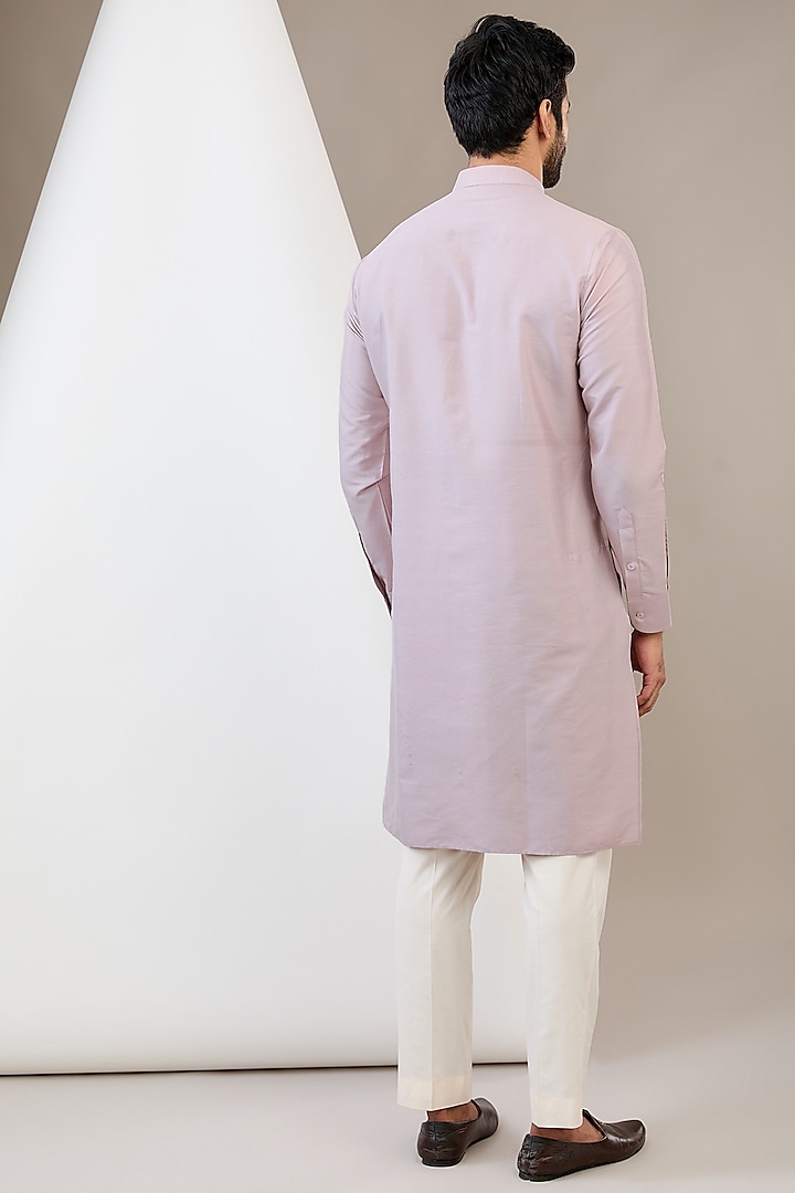 Pink Cotton Silk Mirror Embroidered Bundi Jacket Set by Dev Kumar at Pernia's Pop Up Shop