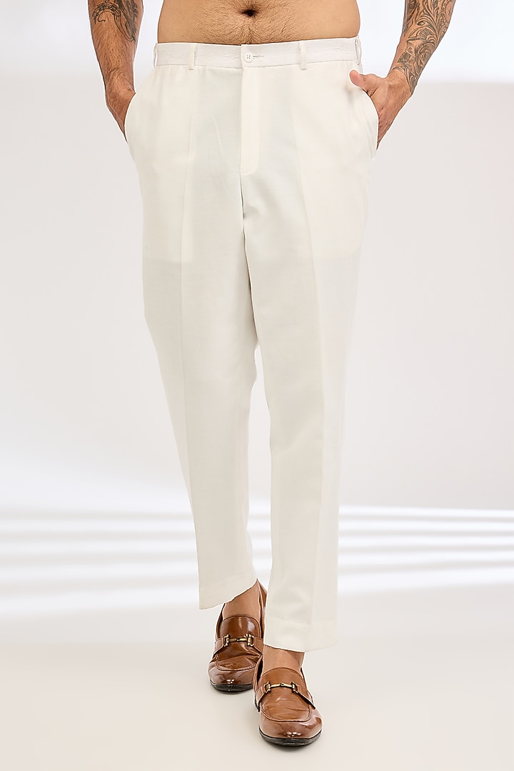 Ivory Silk Machine Embroidered Wedding Bandhgala Set by Dev Kumar at Pernia's Pop Up Shop
