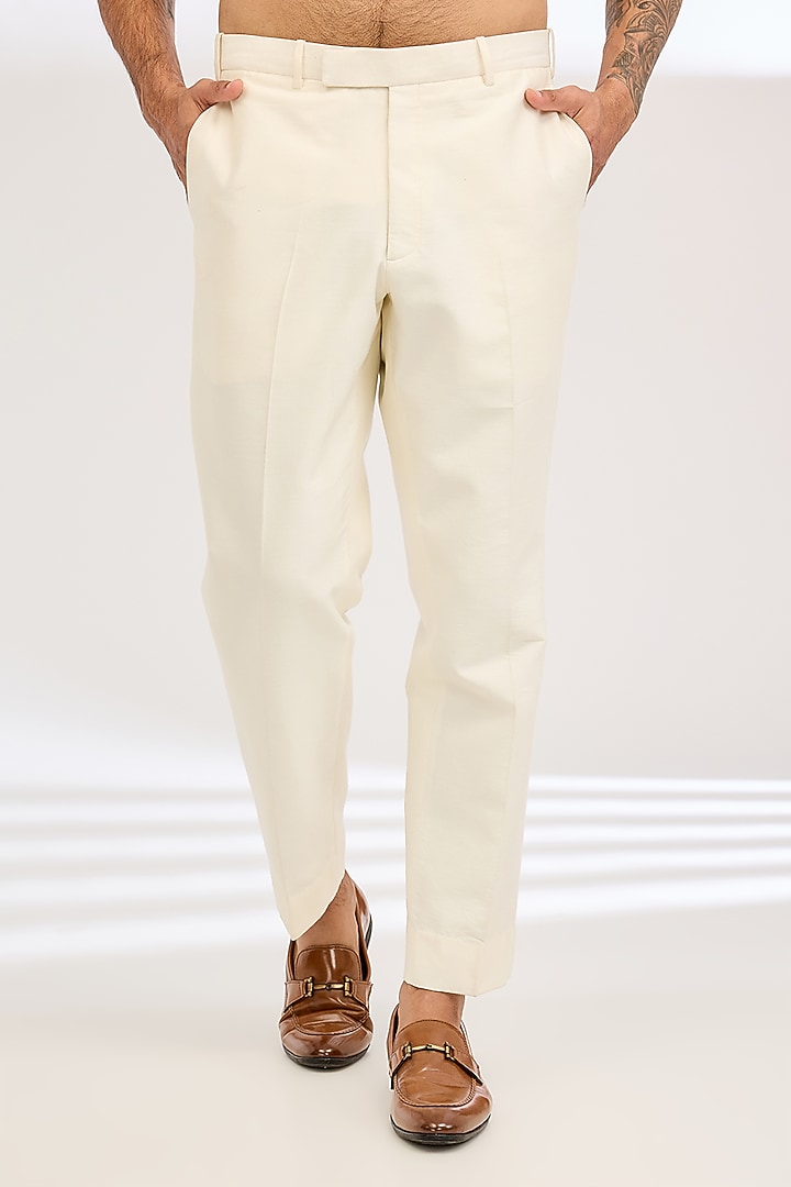 Ivory Silk Cutdana Work Wedding Bandhgala Set by Dev Kumar at Pernia's Pop Up Shop