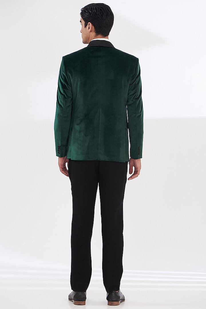 Bottle Green Velvet Hand-Embroidered Tuxedo main image 0