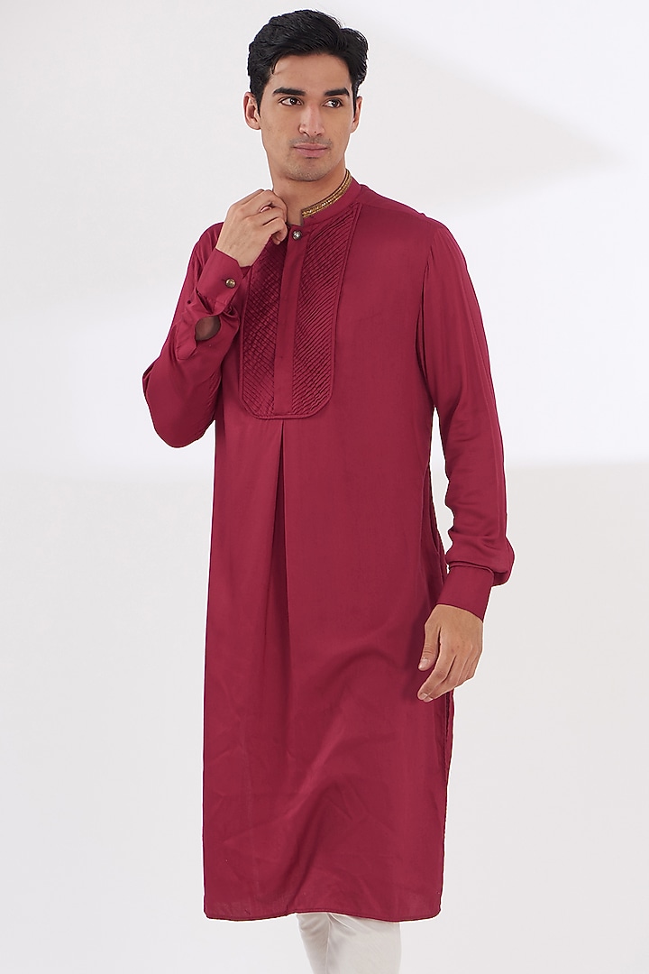 Pink Cotton Silk Kurta Set by Dev Kumar at Pernia's Pop Up Shop