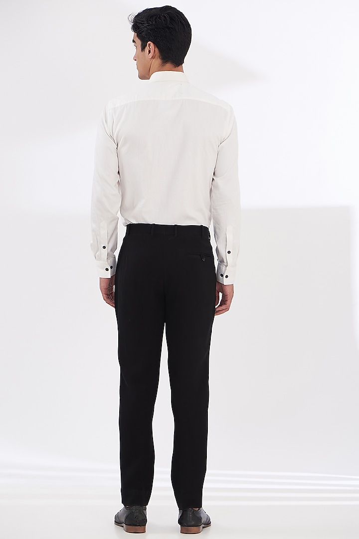 White Cotton Satin Party Wear Shirt by Dev Kumar at Pernia's Pop Up Shop