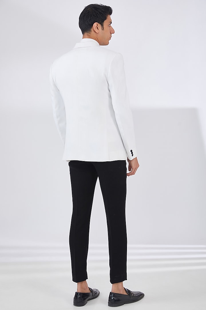 White Italian Crepe Tuxedo Set by Dev Kumar at Pernia's Pop Up Shop