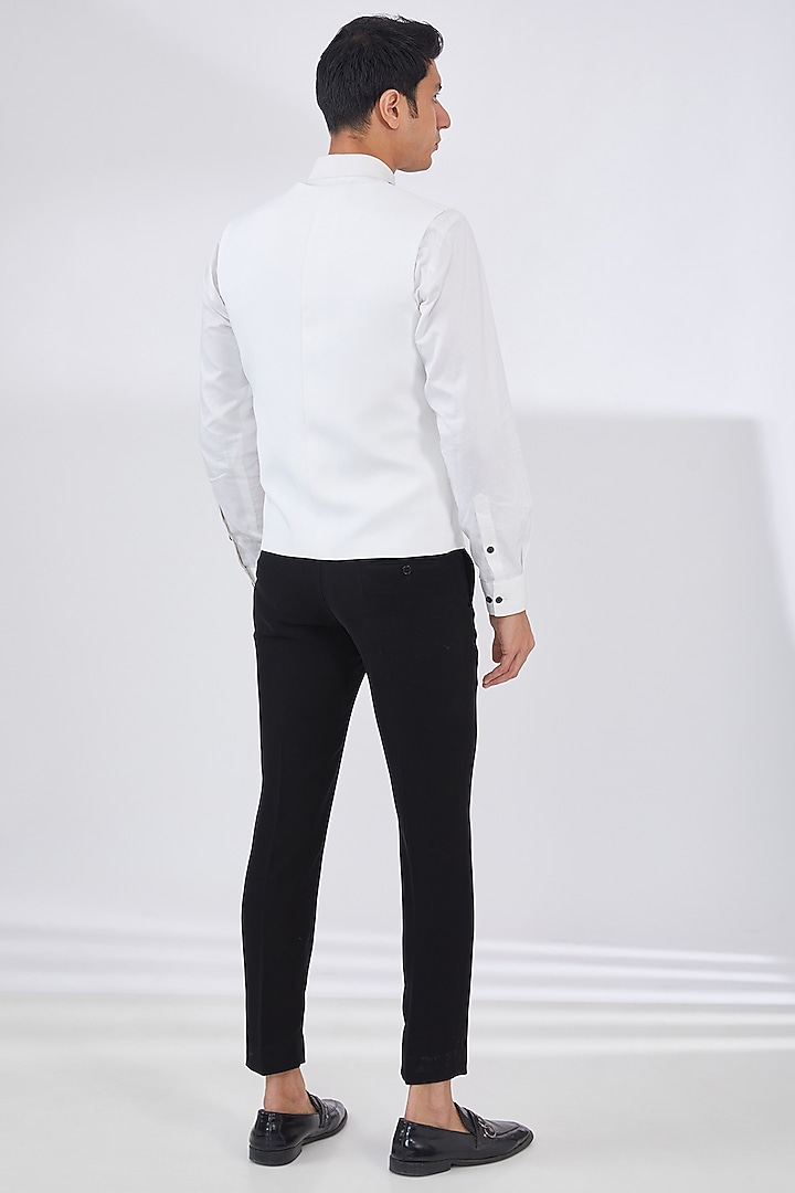 White Italian Crepe Tuxedo Set by Dev Kumar at Pernia's Pop Up Shop