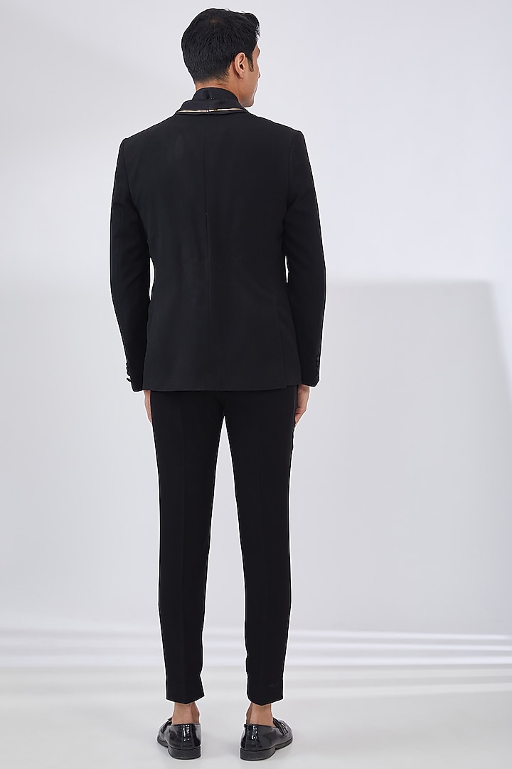 Black Italian Crepe Tuxedo Set by Dev Kumar at Pernia's Pop Up Shop