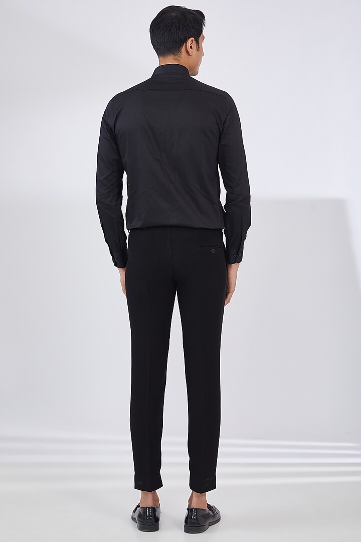 Black Italian Crepe Tuxedo Set by Dev Kumar at Pernia's Pop Up Shop