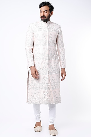 Blush Pink Embroidered Sherwani by Dev R Nil Men
