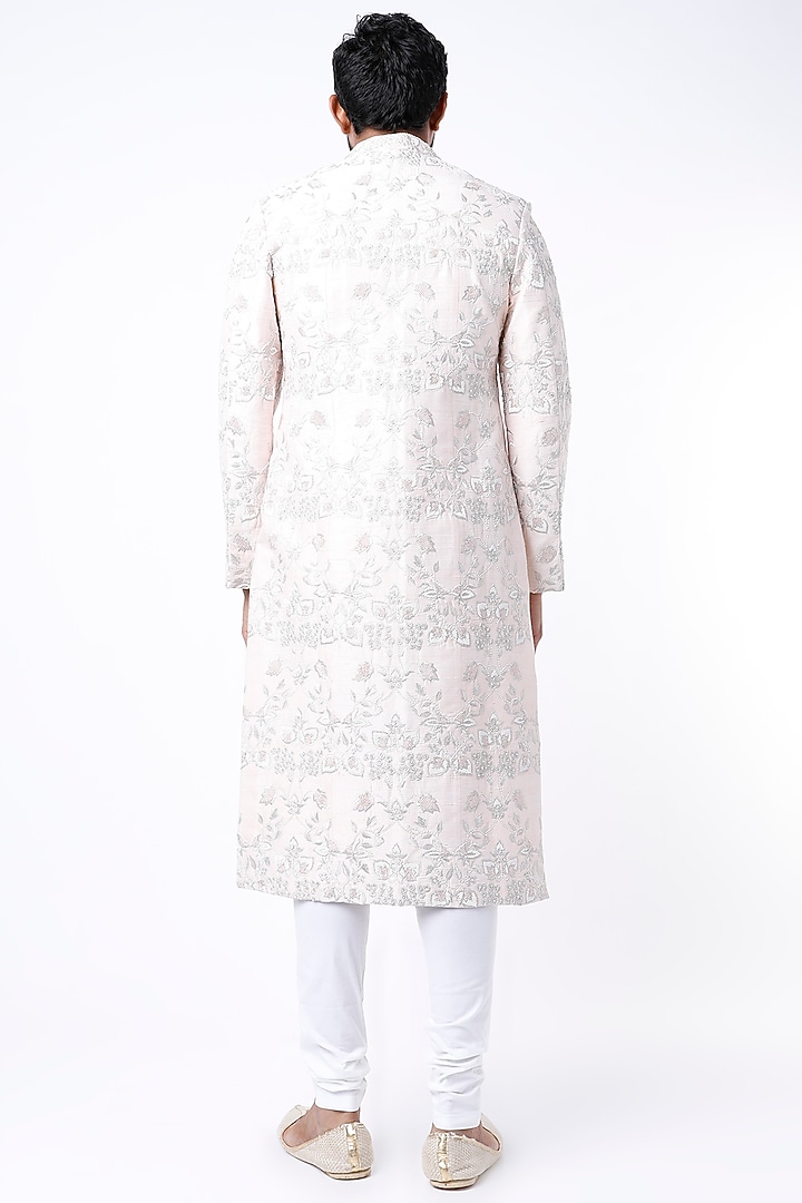 Blush Pink Embroidered Groom Sherwani by Dev R Nil Men at Pernia's Pop Up Shop